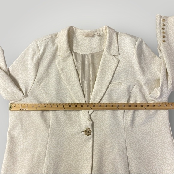 Soft Surroundings Cream Leontine Leopard Blazer Jeweled Buttons Sz 3X - Picture 6 of 12